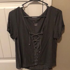 American Eagle Soft & Sexy Lace up Tee